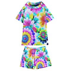 Flower Floral Flora Dais Rose Kids  Swim Tee And Shorts Set