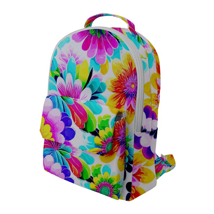 Flower Floral Flora Dais Rose Flap Pocket Backpack (Large)