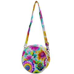 Flower Floral Flora Dais Rose Crossbody Circle Bag by Jancukart