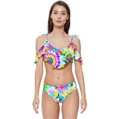 Flower Floral Flora Dais Rose Ruffle Edge Tie Up Bikini Set	