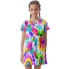 Flower Floral Flora Dais Rose Kids  Asymmetric Collar Dress by Jancukart