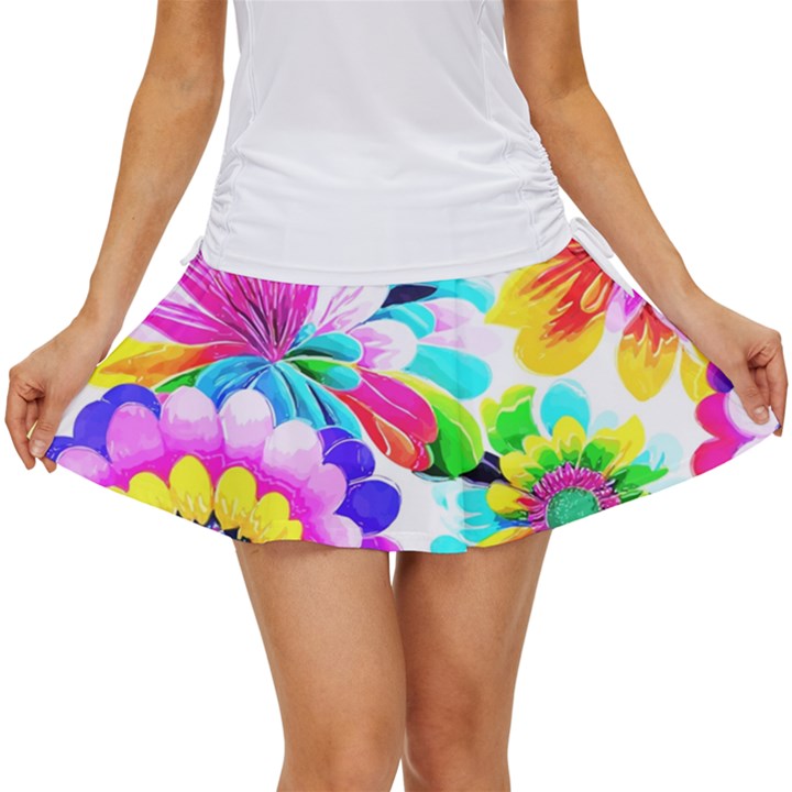 Flower Floral Flora Dais Rose Women s Skort