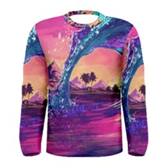 Retro Wave Ocean Men s Long Sleeve Tee by Semog4