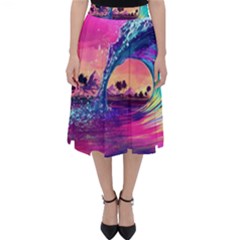 Retro Wave Ocean Classic Midi Skirt by Semog4