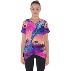 Retro Wave Ocean Cut Out Side Drop Tee by Semog4