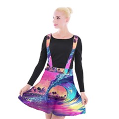 Retro Wave Ocean Suspender Skater Skirt