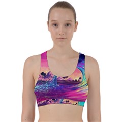 Retro Wave Ocean Back Weave Sports Bra by Semog4