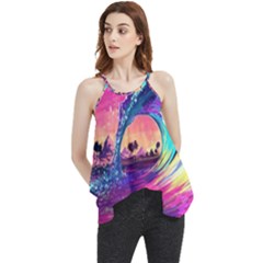 Retro Wave Ocean Flowy Camisole Tank Top by Semog4