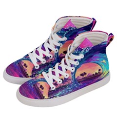 Retro Wave Ocean Men s Hi-top Skate Sneakers by Semog4