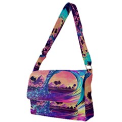 Retro Wave Ocean Full Print Messenger Bag (s) by Semog4