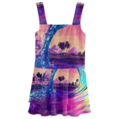 Retro Wave Ocean Kids  Layered Skirt Swimsuit by Semog4