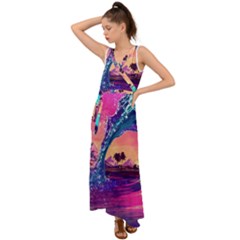 Retro Wave Ocean V-neck Chiffon Maxi Dress by Semog4