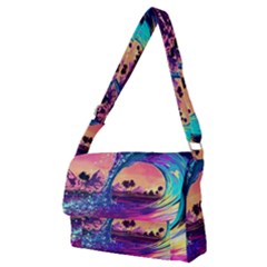 Retro Wave Ocean Full Print Messenger Bag (m) by Semog4