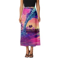 Retro Wave Ocean Classic Midi Chiffon Skirt