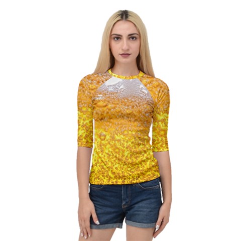 Texture Pattern Macro Glass Of Beer Foam White Yellow Bubble Quarter Sleeve Raglan Tee by Semog4