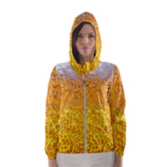 Texture Pattern Macro Glass Of Beer Foam White Yellow Bubble Women s Hooded Windbreaker by Semog4