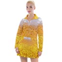 Texture Pattern Macro Glass Of Beer Foam White Yellow Bubble Women s Long Sleeve Casual Dress View1