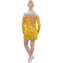 Texture Pattern Macro Glass Of Beer Foam White Yellow Bubble Women s Long Sleeve Casual Dress View2