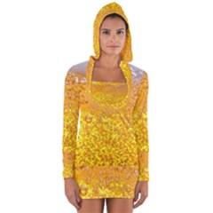 Texture Pattern Macro Glass Of Beer Foam White Yellow Bubble Long Sleeve Hooded T-shirt by Semog4