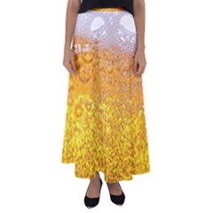 Texture Pattern Macro Glass Of Beer Foam White Yellow Bubble Flared Maxi Skirt by Semog4