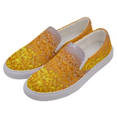 Texture Pattern Macro Glass Of Beer Foam White Yellow Bubble Men s Canvas Slip Ons by Semog4