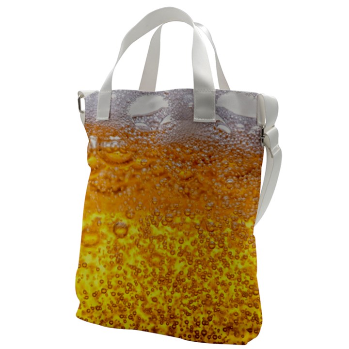 Texture Pattern Macro Glass Of Beer Foam White Yellow Bubble Canvas Messenger Bag