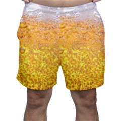 Texture Pattern Macro Glass Of Beer Foam White Yellow Bubble Men s Shorts