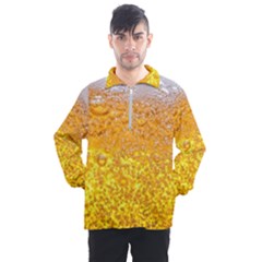 Texture Pattern Macro Glass Of Beer Foam White Yellow Bubble Men s Half Zip Pullover by Semog4