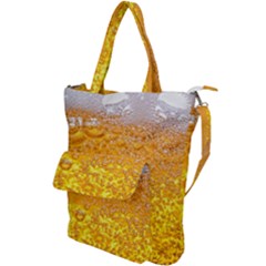 Texture Pattern Macro Glass Of Beer Foam White Yellow Bubble Shoulder Tote Bag by Semog4