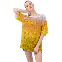 Texture Pattern Macro Glass Of Beer Foam White Yellow Bubble Oversized Chiffon Top by Semog4