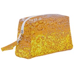 Texture Pattern Macro Glass Of Beer Foam White Yellow Bubble Wristlet Pouch Bag (large) by Semog4