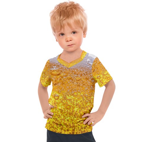 Texture Pattern Macro Glass Of Beer Foam White Yellow Bubble Kids  Sports Tee by Semog4