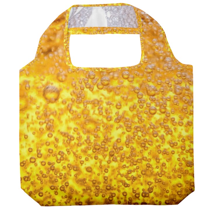 Texture Pattern Macro Glass Of Beer Foam White Yellow Bubble Foldable Grocery Recycle Bag