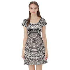 Mandala Circles Drawing Pattern Short Sleeve Skater Dress by Semog4