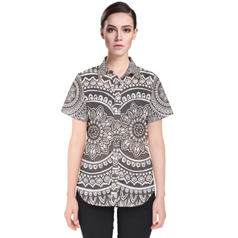 Mandala Circles Drawing Pattern Women s Short Sleeve Shirt by Semog4