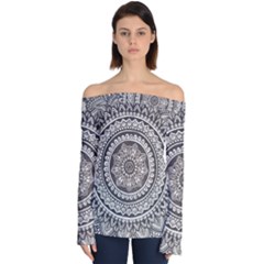 Mandala Circles Drawing Pattern Off Shoulder Long Sleeve Top by Semog4