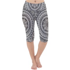 Mandala Circles Drawing Pattern Lightweight Velour Cropped Yoga Leggings by Semog4