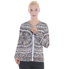 Mandala Circles Drawing Pattern Casual Zip Up Jacket by Semog4