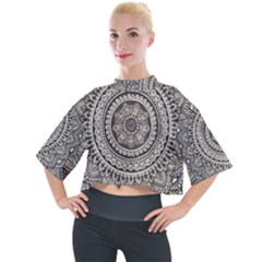 Mandala Circles Drawing Pattern Mock Neck Tee by Semog4