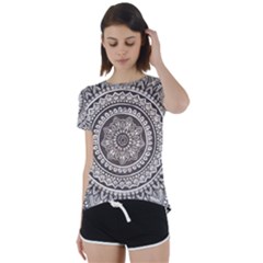 Mandala Circles Drawing Pattern Short Sleeve Open Back Tee by Semog4