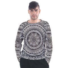 Mandala Circles Drawing Pattern Men s Long Sleeve Raglan Tee