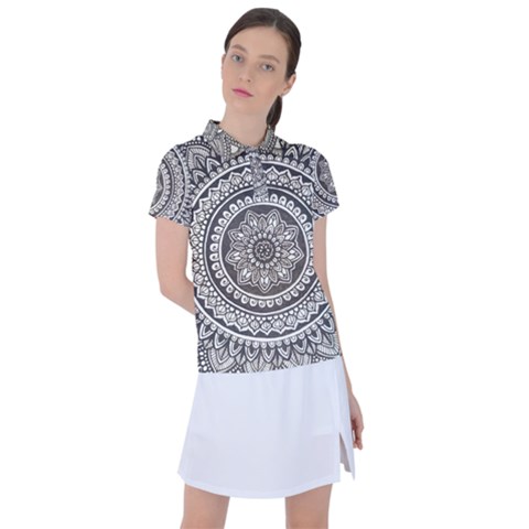 Mandala Circles Drawing Pattern Women s Polo Tee by Semog4