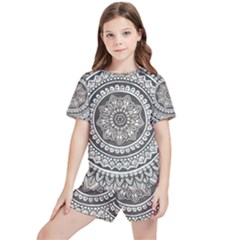 Mandala Circles Drawing Pattern Kids  Tee And Sports Shorts Set by Semog4