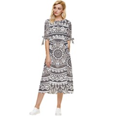 Mandala Circles Drawing Pattern Bow Sleeve Chiffon Midi Dress by Semog4