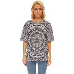 Mandala Circles Drawing Pattern Oversized Basic Tee by Semog4