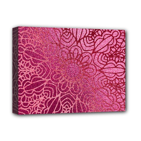 Pink Mandala Glitter Bohemian Girly Glitter Deluxe Canvas 16  X 12  (stretched)  by Semog4