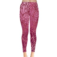 Pink Mandala Glitter Bohemian Girly Glitter Leggings  by Semog4