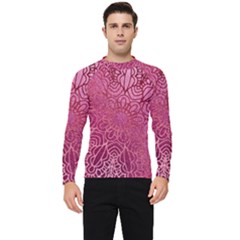 Pink Mandala Glitter Bohemian Girly Glitter Men s Long Sleeve Rash Guard by Semog4