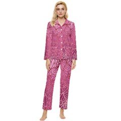 Pink Mandala Glitter Bohemian Girly Glitter Womens  Long Sleeve Velvet Pocket Pajamas Set