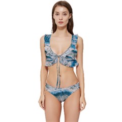 Waves Wave Nature Beach Low Cut Ruffle Edge Bikini Set by Semog4